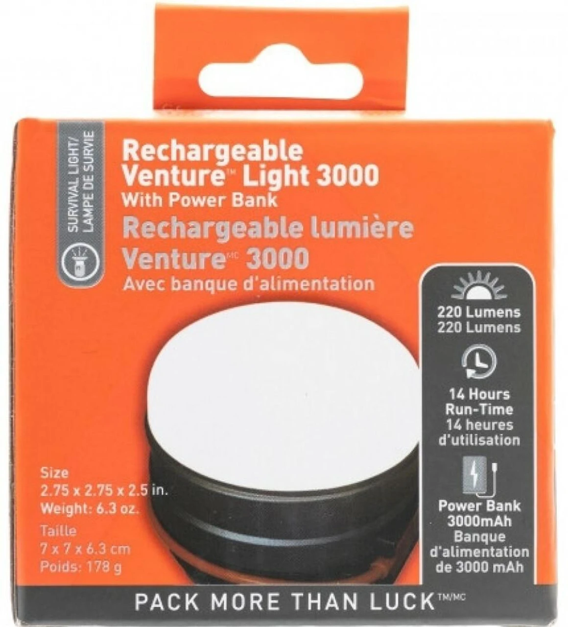 Adventure Medical Kits SOL Venture Light 3000 Recharge With Power Bank 0140-1305 6 Adventure Medical Kits SOL Venture Light 3000 Recharge With Power Bank 0140-1305 - Image 4