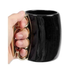 Caliber Gourmet Black And Gold Brass Knuckle Mug -Outdoor Life Store caliber gourmet black and gold brass knuckle mug cbg m 1026 32285.1616660140