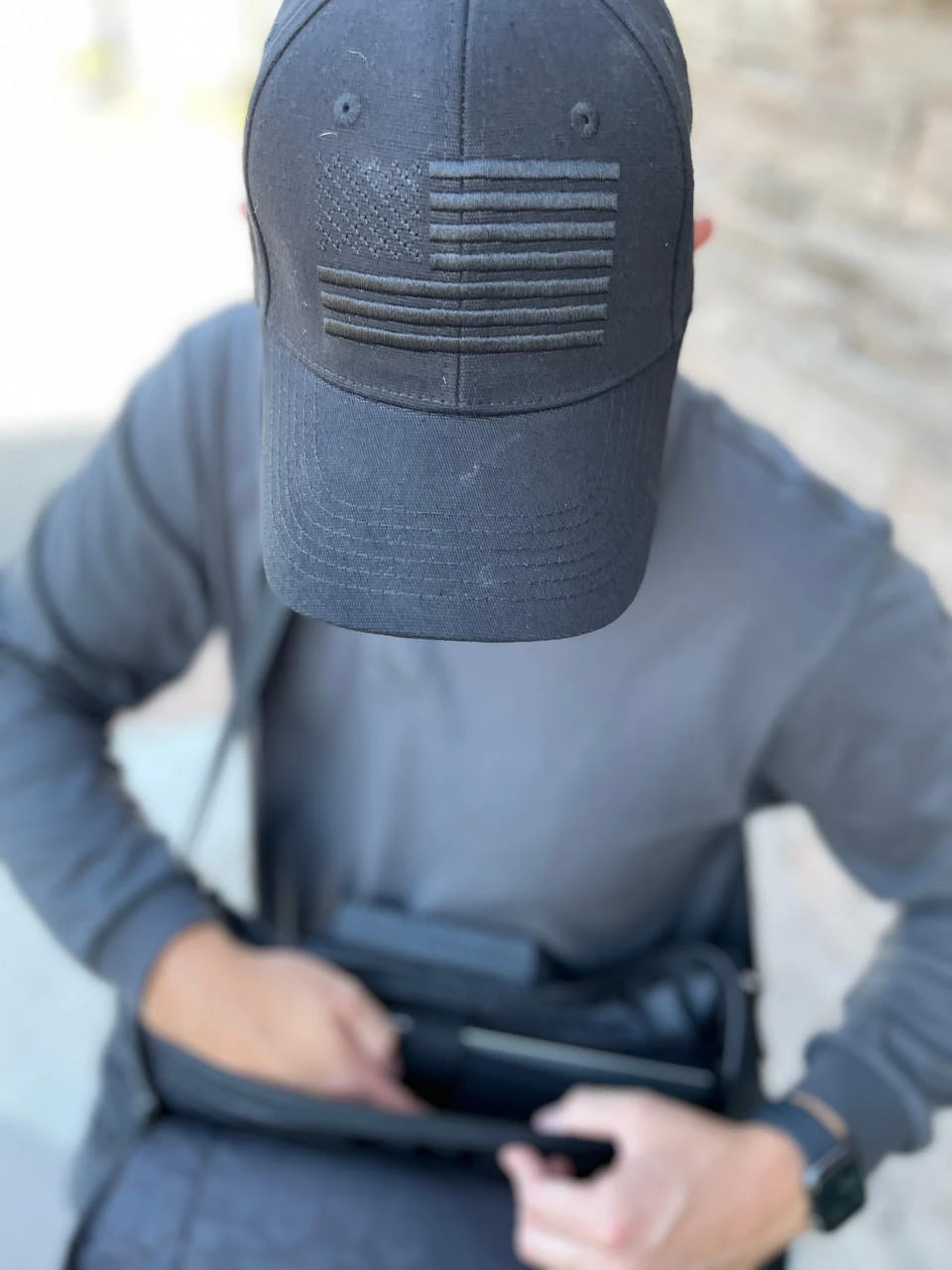 LA Police Gear Embroidered Blackout Flag Hat 4 LA Police Gear Embroidered Blackout Flag Hat - Image 2