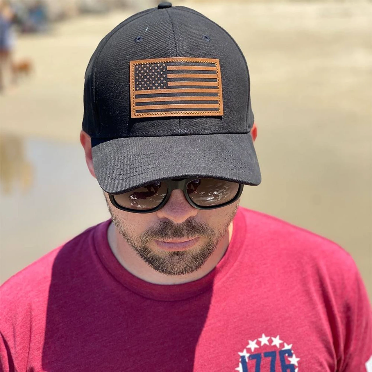 LA Police Gear Leather Flag Patch Hat 4 LA Police Gear Leather Flag Patch Hat - Image 2