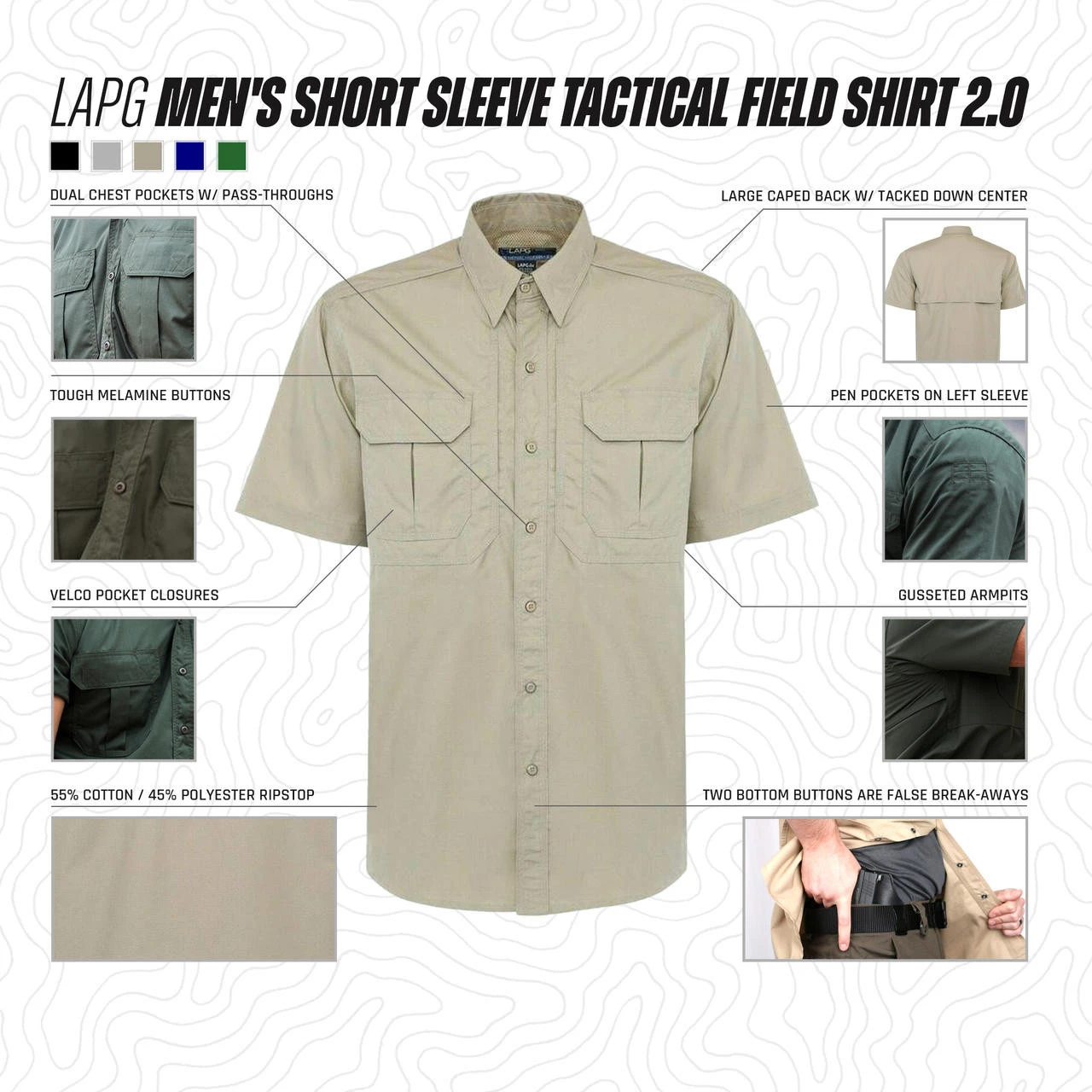 LA Police Gear Men's Short Sleeve Tactical Field Shirt 2.0 4 LA Police Gear Men's Short Sleeve Tactical Field Shirt 2.0 - Image 2