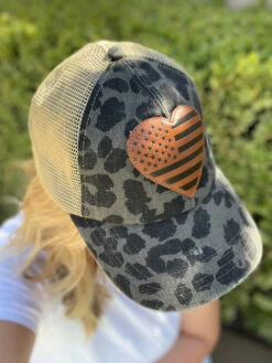 LA Police Gear Pony Tail Leopard Heart Hat -Outdoor Life Store la police gear pony tail leopard heart hat pthearthat 002 03529.1661887499
