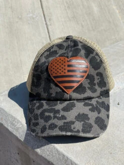 LA Police Gear Pony Tail Leopard Heart Hat -Outdoor Life Store la police gear pony tail leopard heart hat pthearthat 002 82910.1661887532