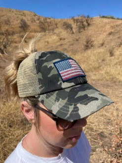 LA Police Gear Shimmer Flag Ponytail Hat -Outdoor Life Store la police gear shimmer flag ponytail hat sfh 97387.1661887491