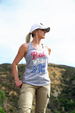 LA Police Gear Women's Red White & Pew Pew Tank Top -Outdoor Life Store la police gear womens red white and pew pew tank top ts red white 28390.1609375983