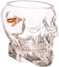 Lucky Shot .308 Projectile Bullet Skull Whiskey Glass