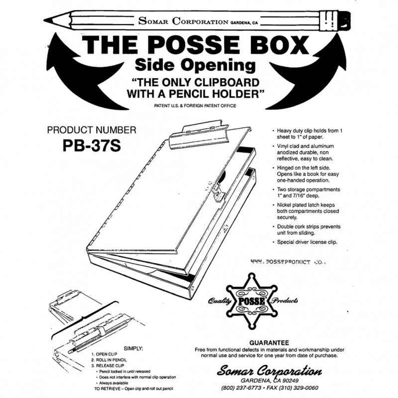 Posse Box PB-37S Side Opening Clipboard Box 5 Posse Box PB-37S Side Opening Clipboard Box - Image 3