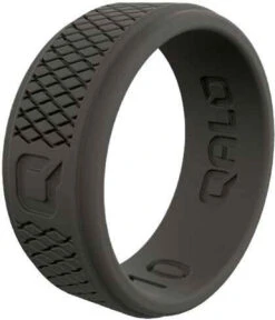 Qalo Men's Crosshatch Dark Grey Q2X Silicone Ring