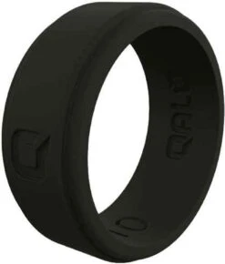Qalo Men's Step Edge Black Q2X Silicone Ring