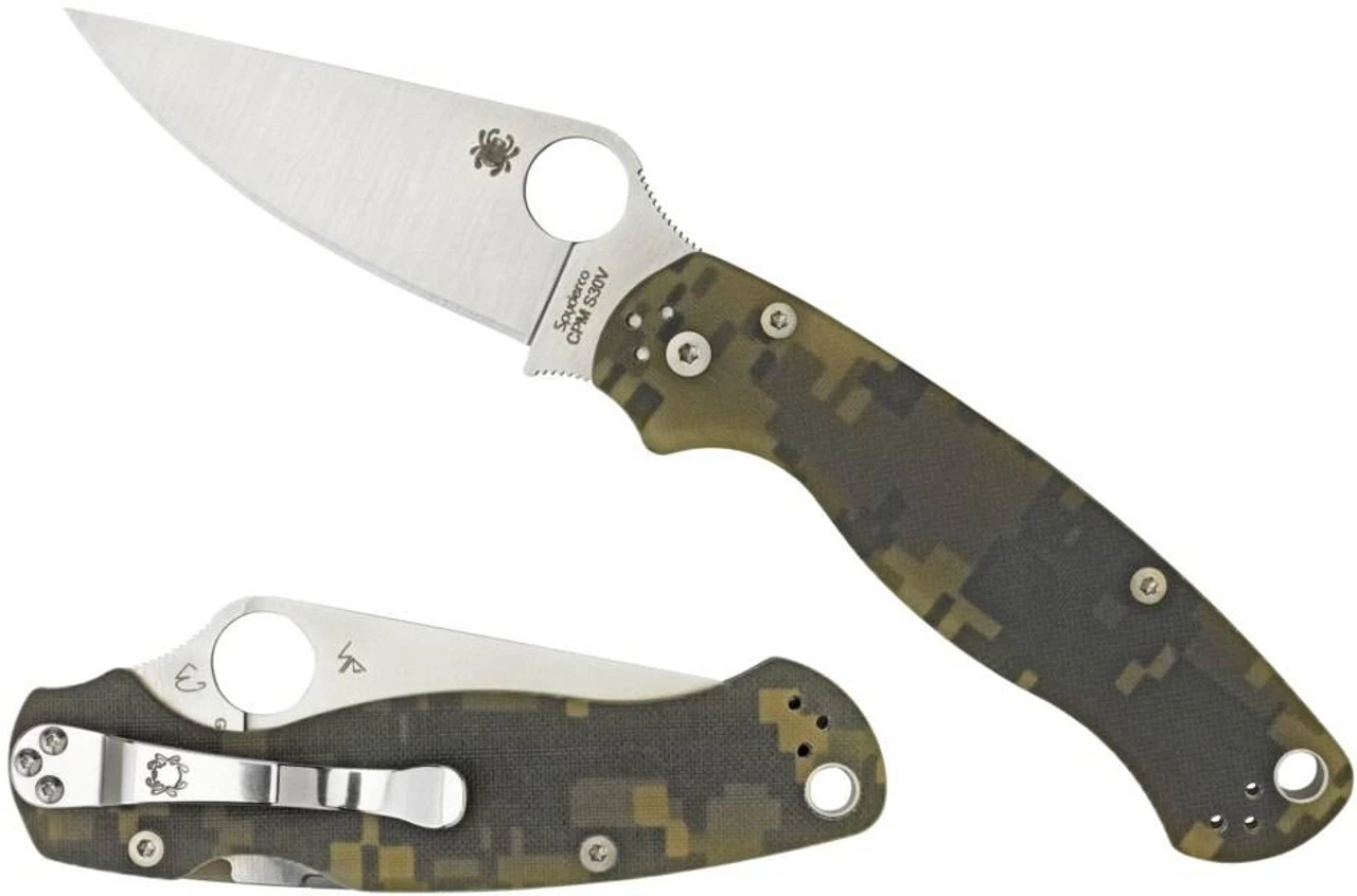 Spyderco Para Military 2 G-10 Camo Plain Edge Knife 3 Spyderco Para Military 2 G-10 Camo Plain Edge Knife