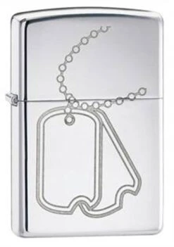 Zippo High Polish Chrome Dog Tags Lighter