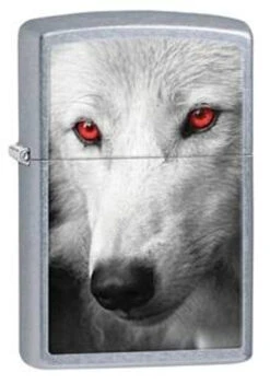Zippo Windproof Street Chrome Wolf W/ Red Eyes